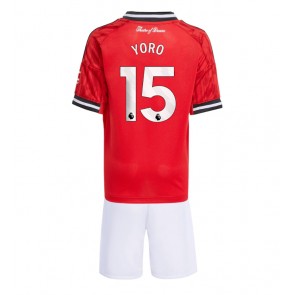 Manchester United Leny Yoro #15 Hjemmebanetrøje Børn 2025-26 Kortærmet (+ Korte bukser)